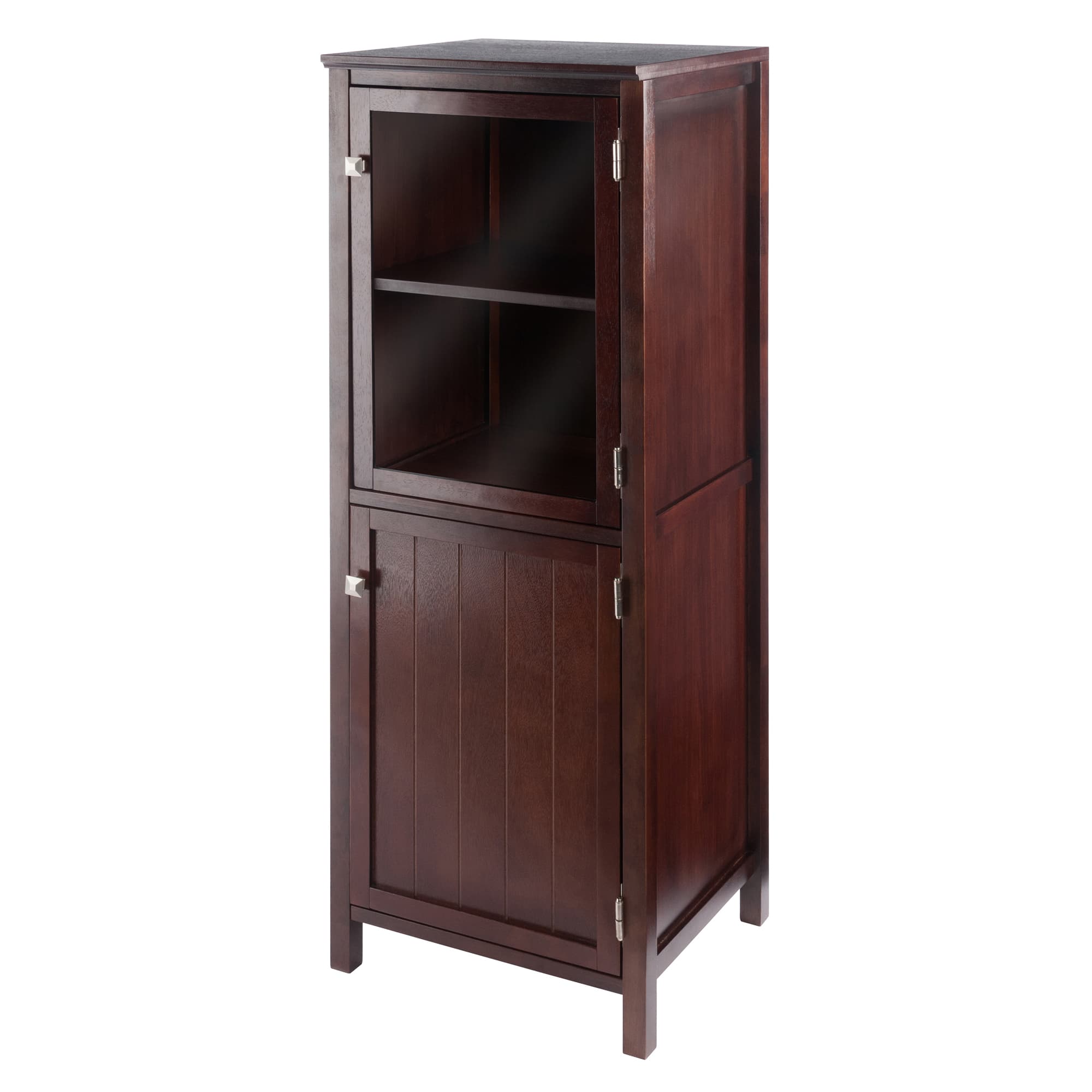 BROOKE Storage Cabinet with 2 Doors & 4 Shelves, Walnut Finish