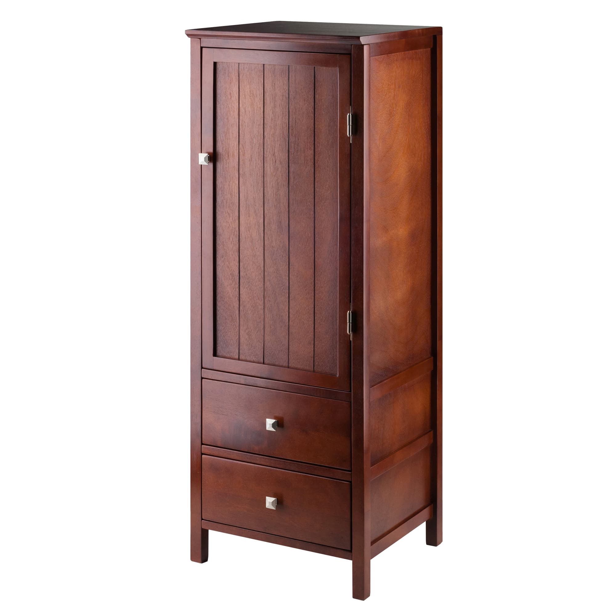 BROOKE Storage Cabinet with Door,2 Drawers & 2 Shelves, Walnut Finish