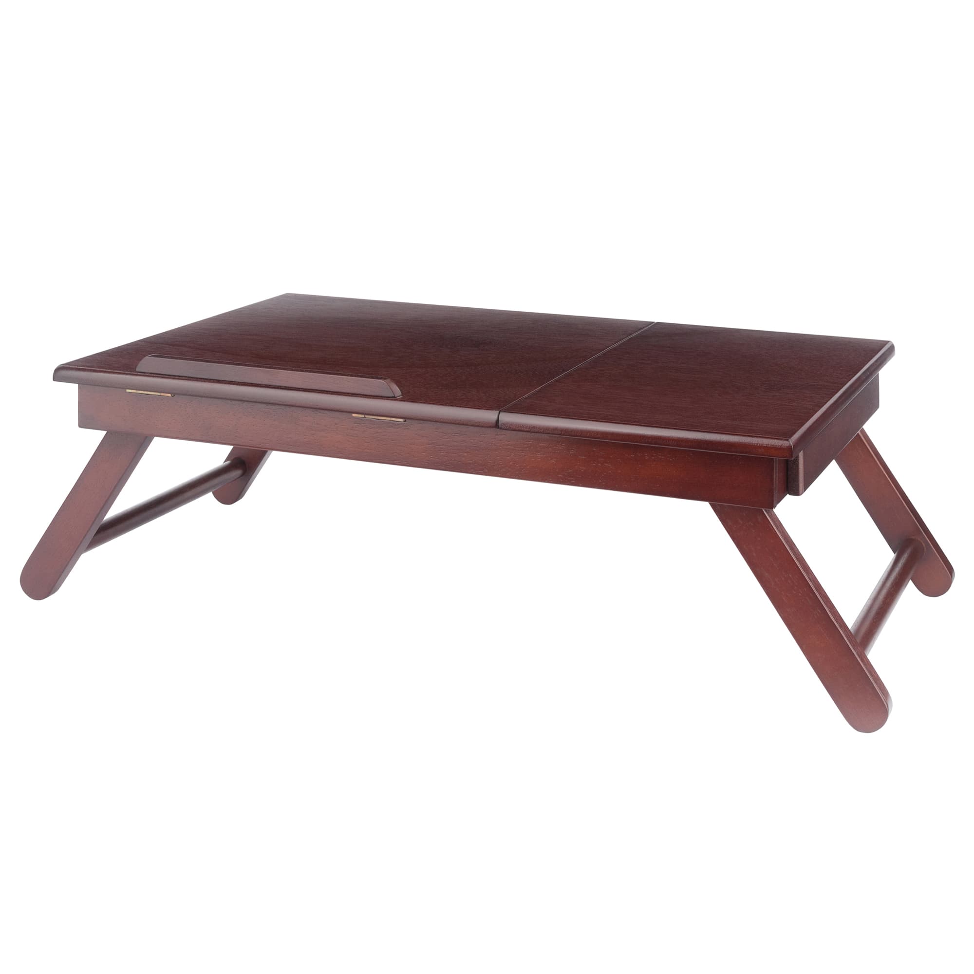 ALDEN Lap Desk with Flip Top & Drawer, Walnut Finish