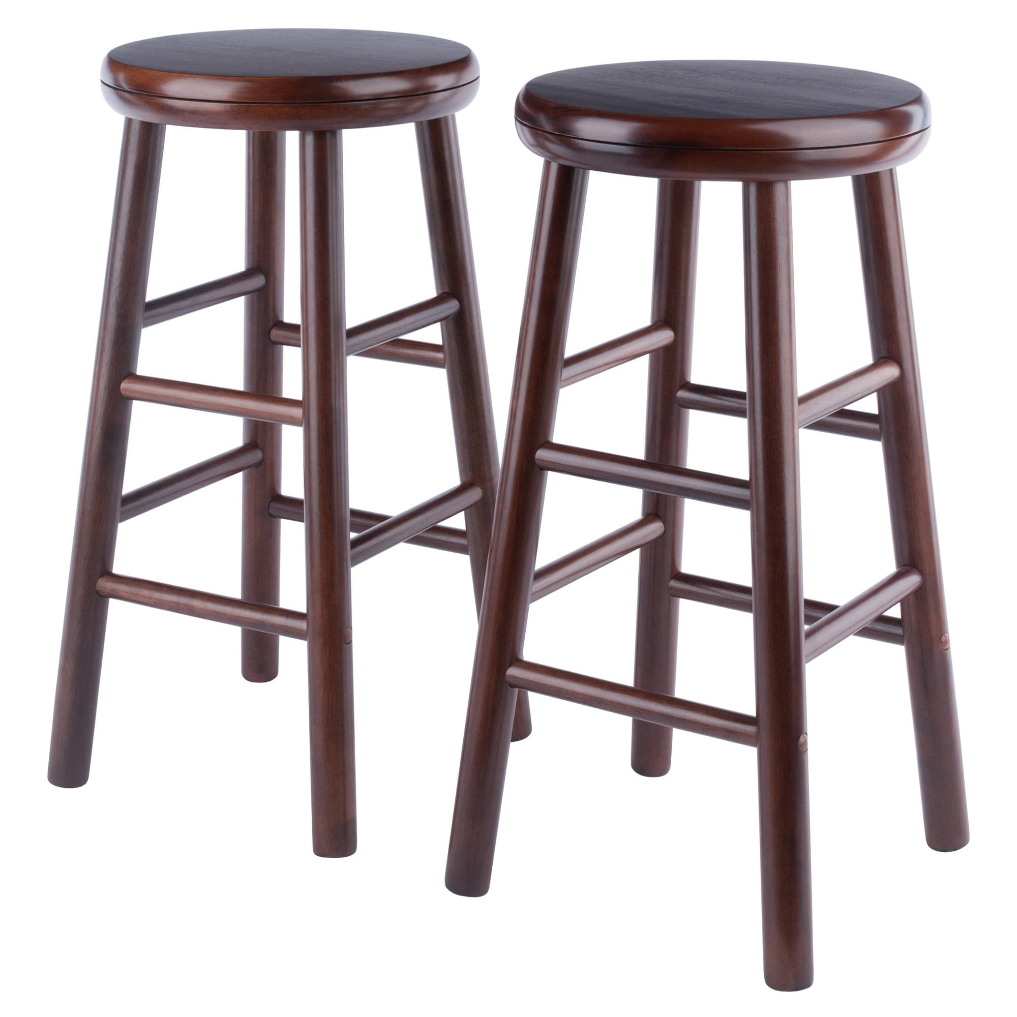 SHELBY 2 Counter Stools with Swivel Seat, Walnut Finish