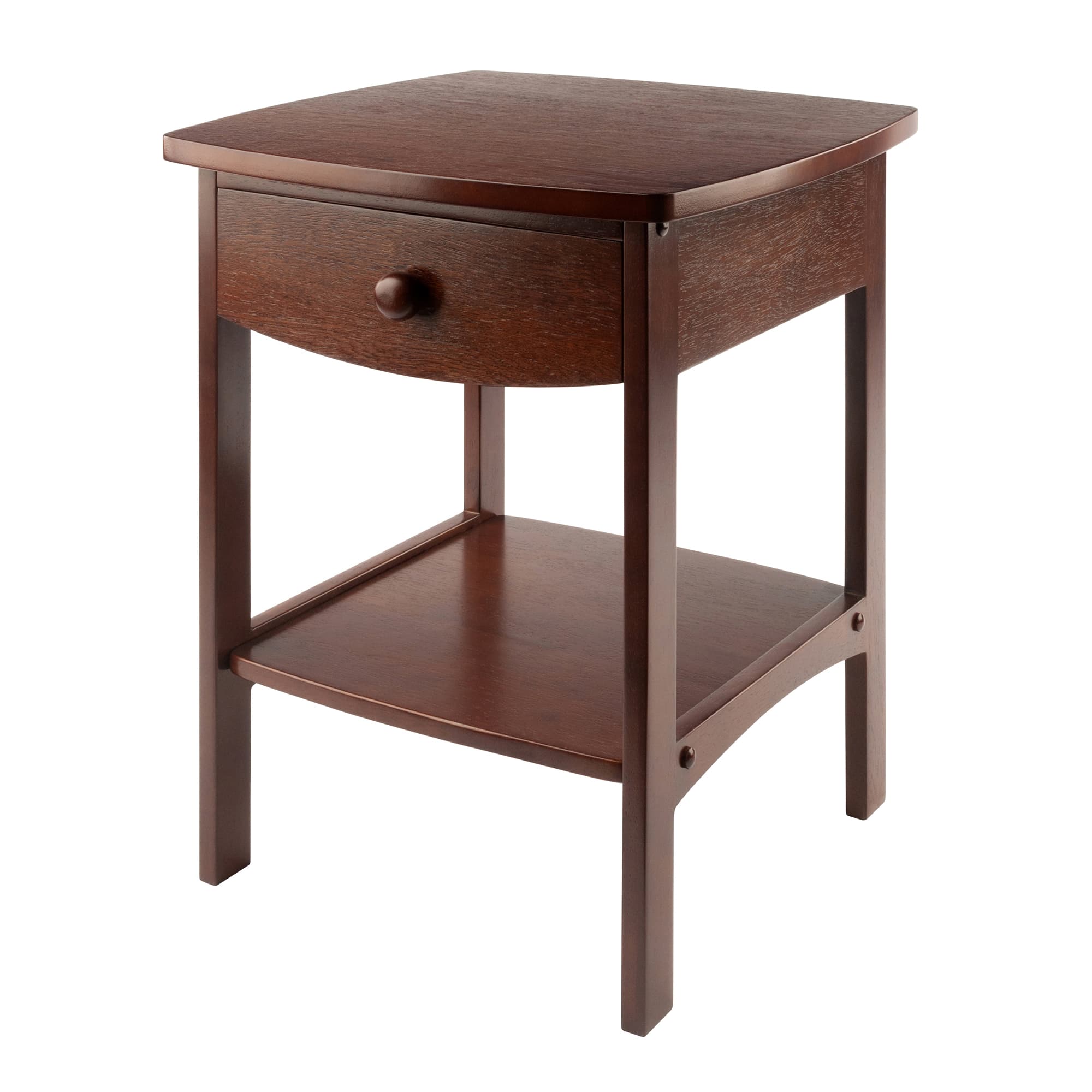CLAIRE Accent Table with 1 Drawer & 1 Shelf, Walnut Finish